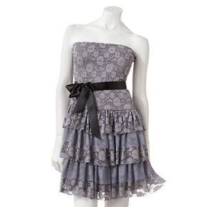 Lily Rose XL Strapless Lace Tiered Dress